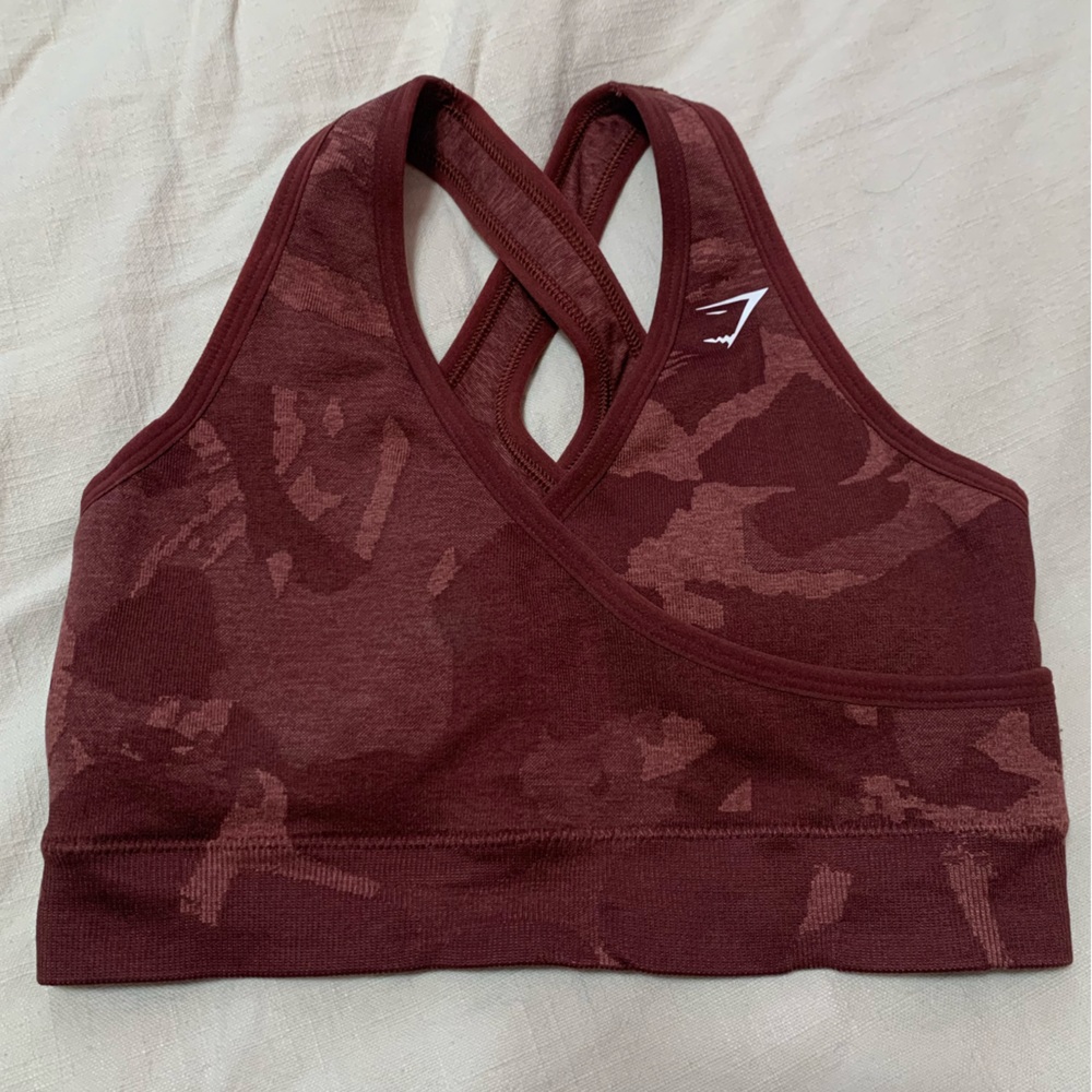Gymshark cherry red camo sports bra